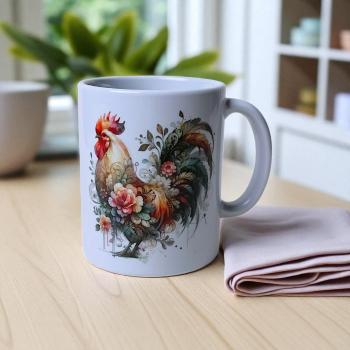 Keramiktasse Tasse Huhn Blumen Design Nr. 2 Kaffeebecher Teetasse Kaffeetasse - Artikel Nr. 1100089